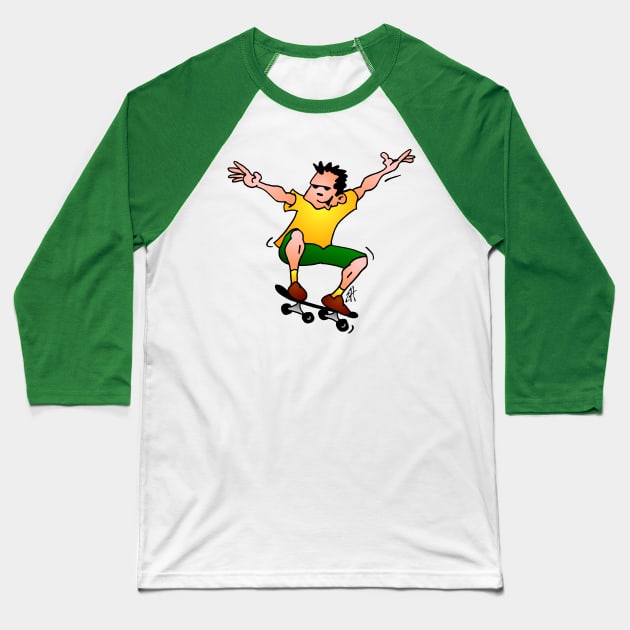 Skateboarder Baseball T-Shirt by Cardvibes